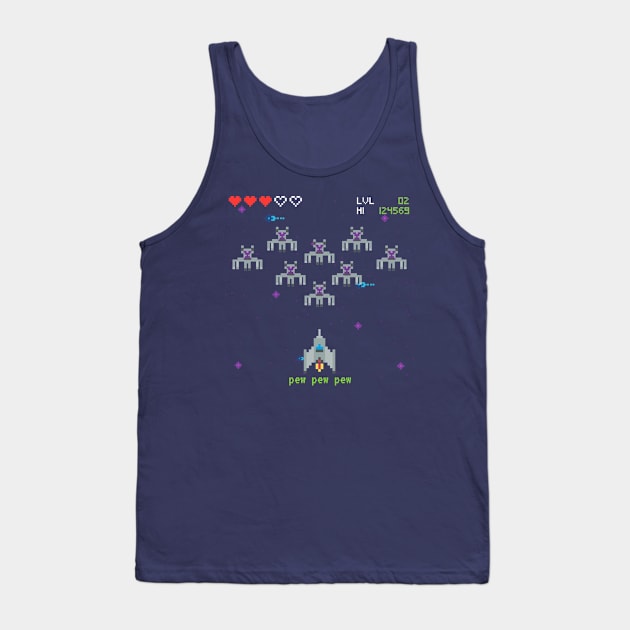 Retro Space Arcade Video Game Tank Top by AlondraHanley